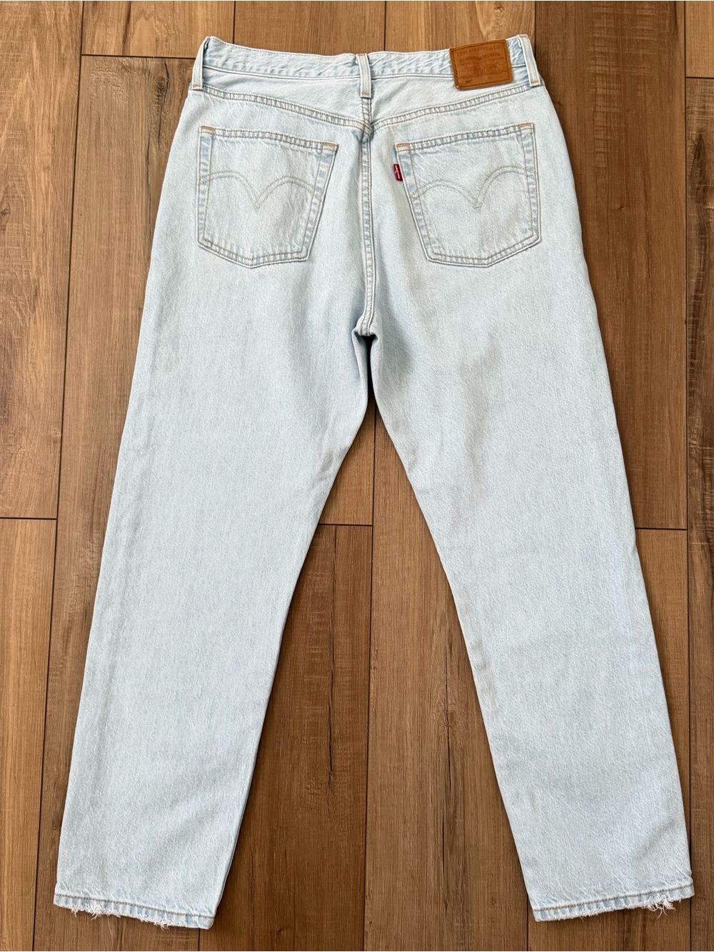 Levis 501 light wash denim straight jeans